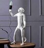 Standing Monkey White Shade Table Lamp With Matte Base