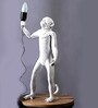 Standing Monkey White Shade Table Lamp With Matte Base