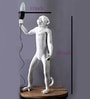 Standing Monkey White Shade Table Lamp With Matte Base