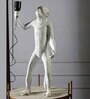 Standing Monkey White Shade Table Lamp With Matte Base