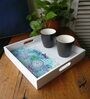 Abstract White Wood Serving Tray