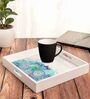 Abstract White Wood Serving Tray