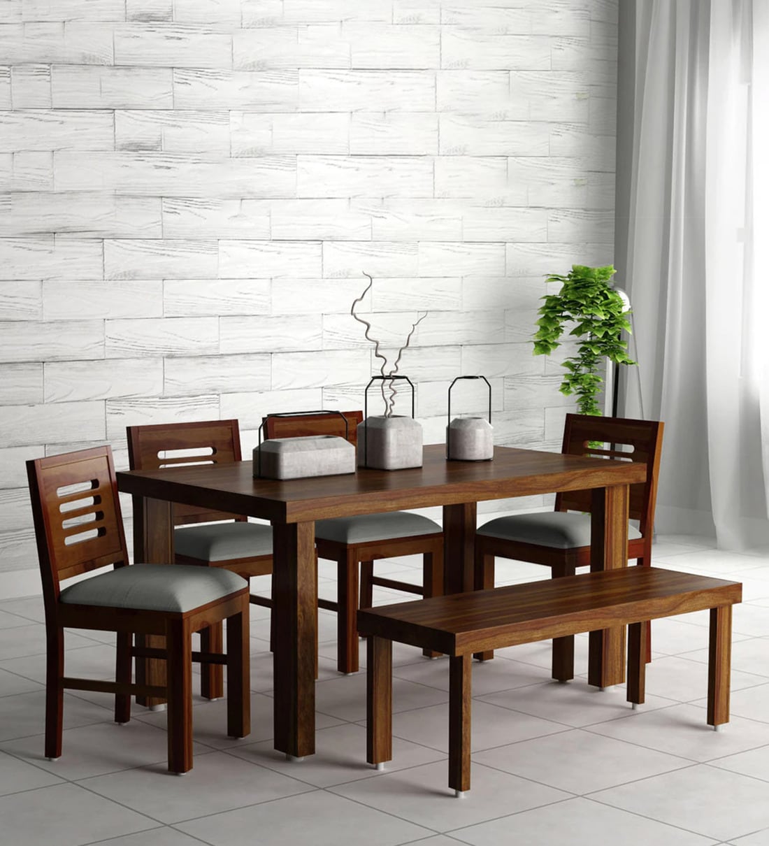 Buy Acropolis Sheesham Wood Seater Dining Set In Provincial Teak