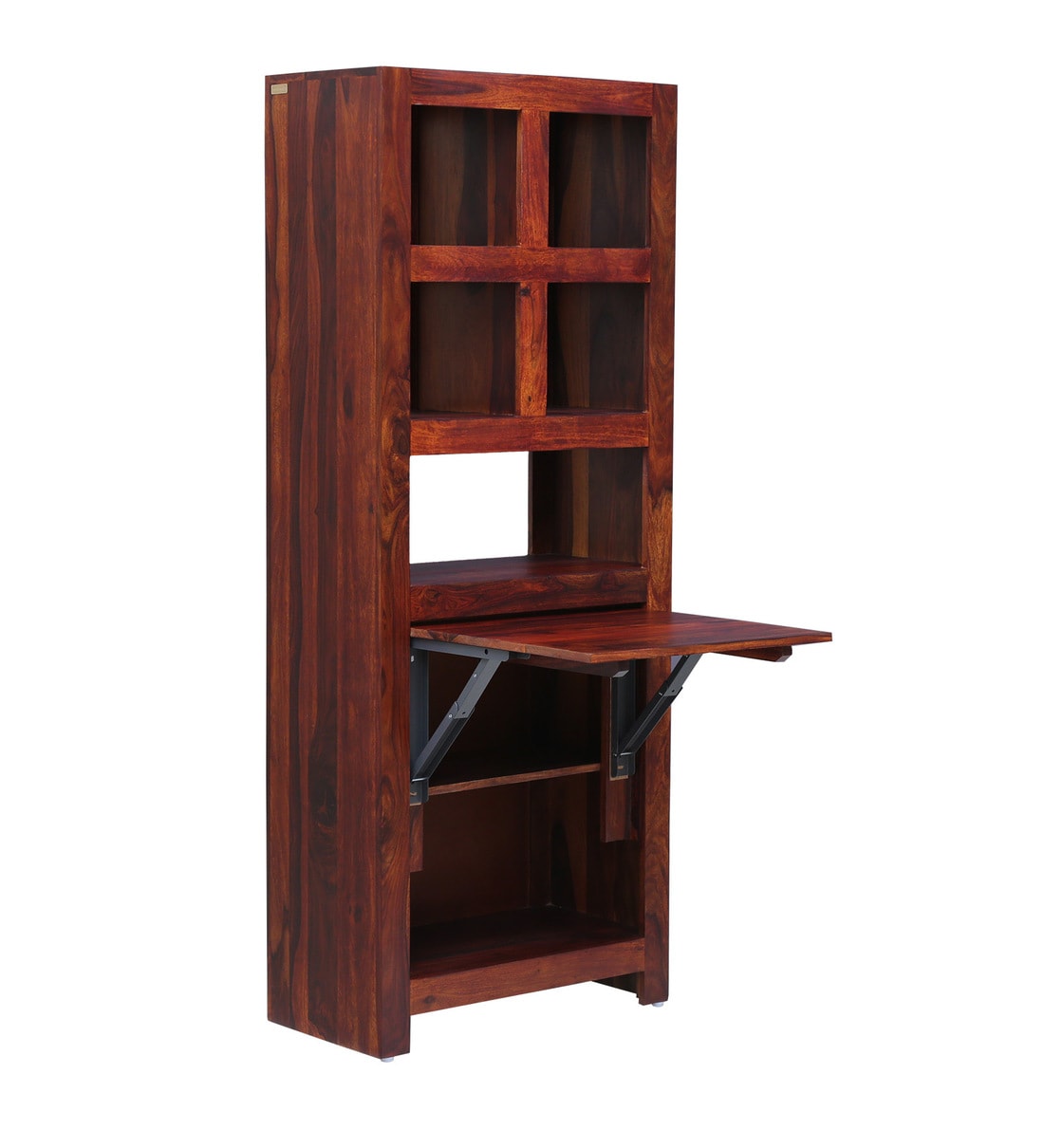 Buy Acropolis Solid Wood Book Shelf with Folding Study Table in Honey Oak Finish Woodsworth By