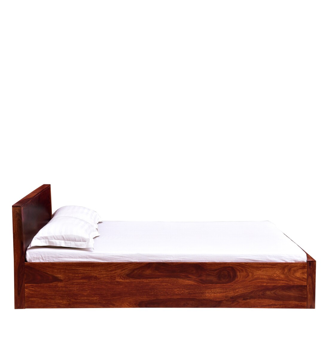 Buy Acropolis Solid Wood King Size Bed with Storage in Honey Oak Finish