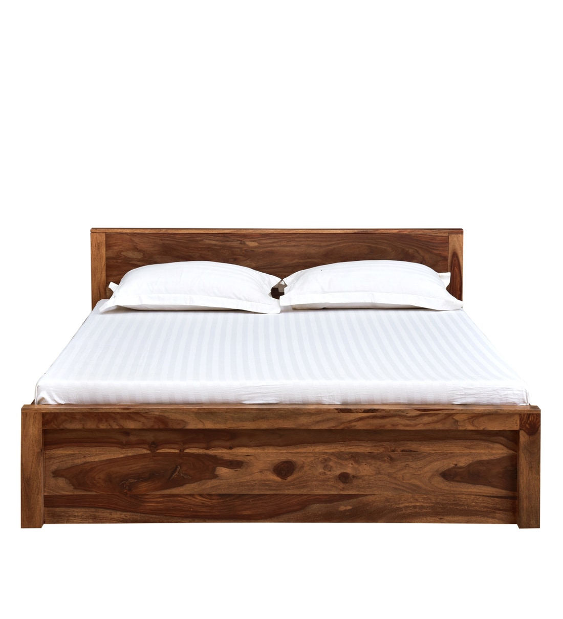 Buy Acropolis Solid Wood Queen Size Bed In Rustic Teak Finish By