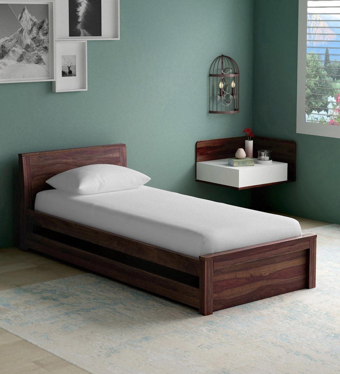 Buy Acropolis Solid Wood Trundle Bed In Provincial Teak Finish By ...