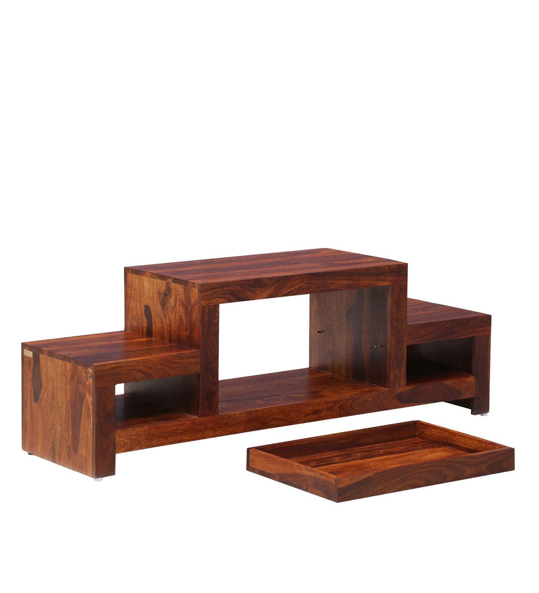 Buy Acropolis Solid Wood TV Shelf in Honey Oak Finish By Woodsworth
