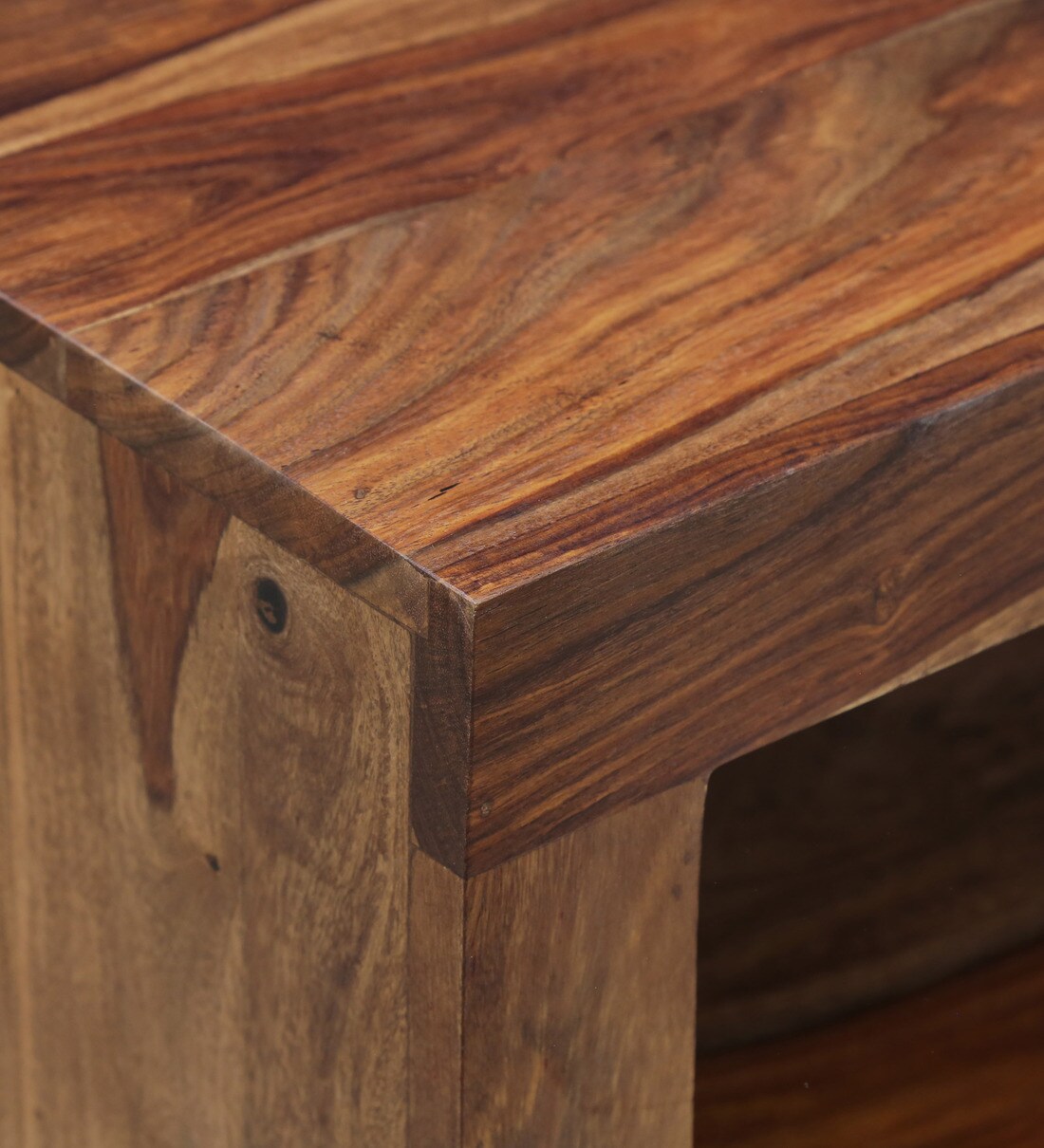 Buy Acropolis Solid Wood TV Shelf in Rustic Teak Finish Woodsworth By