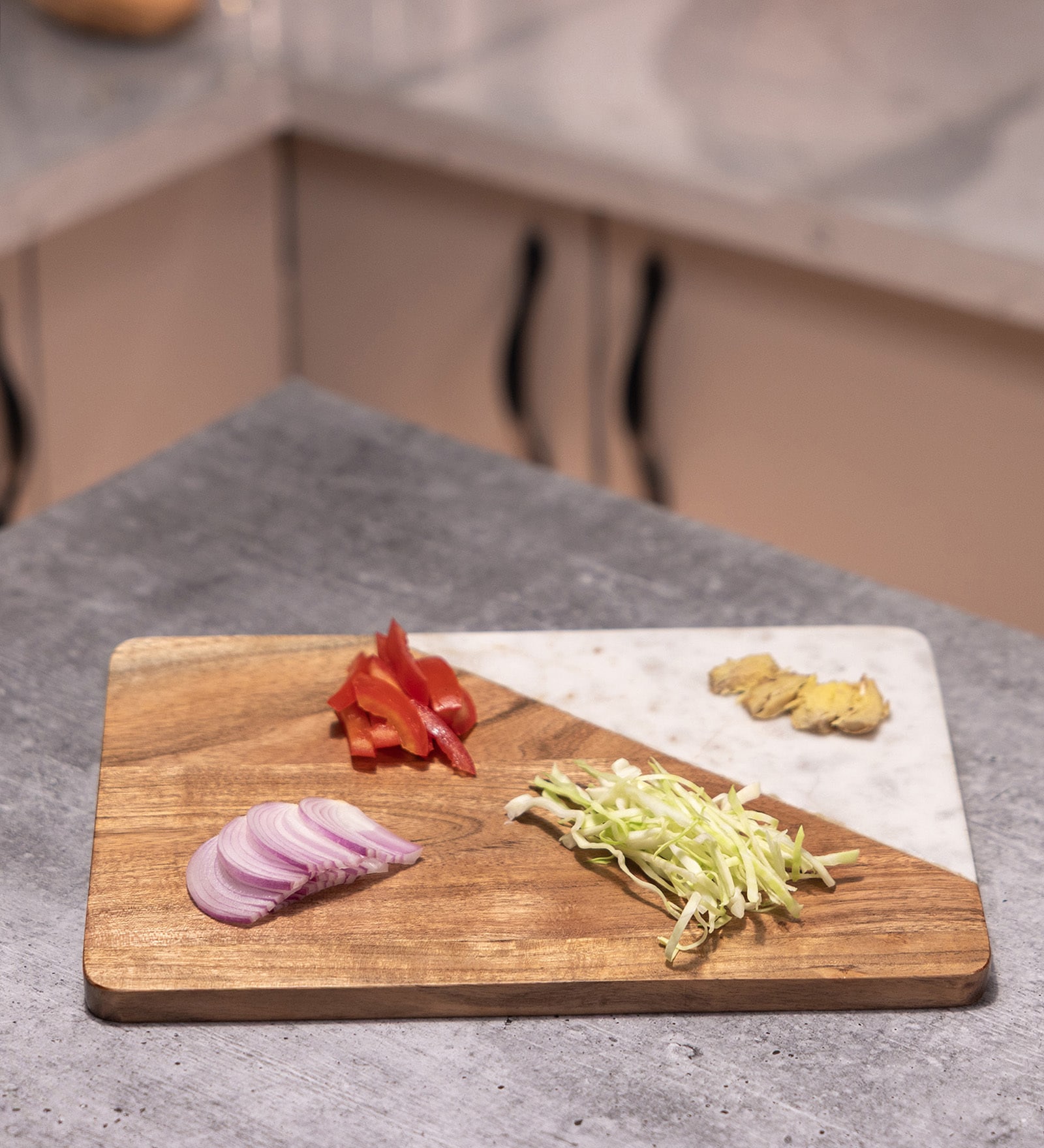 Acacia Wood & Marble Chopping Board