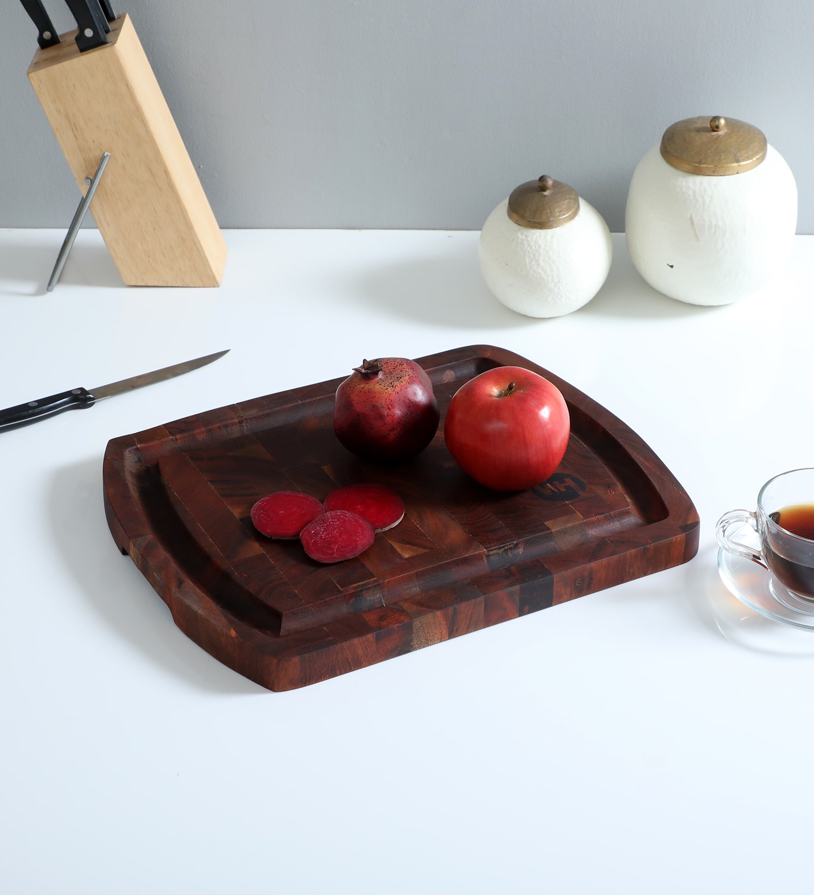 Acacia Wood Rectangle  Serving Tray in Natural Finish