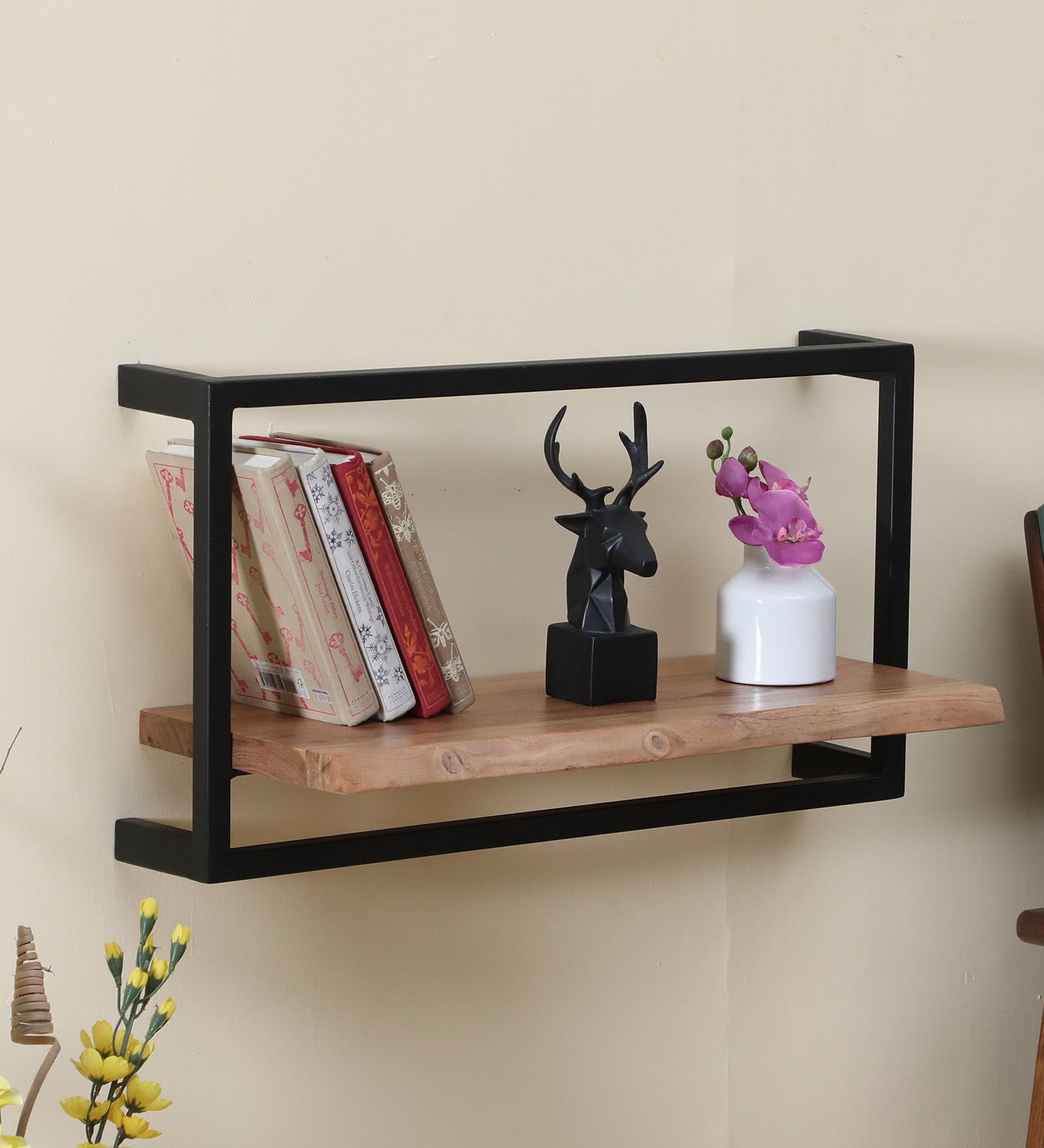 Buy Acasia Wood Floating Wall Shelf In Natural Finish By The Krafts For 