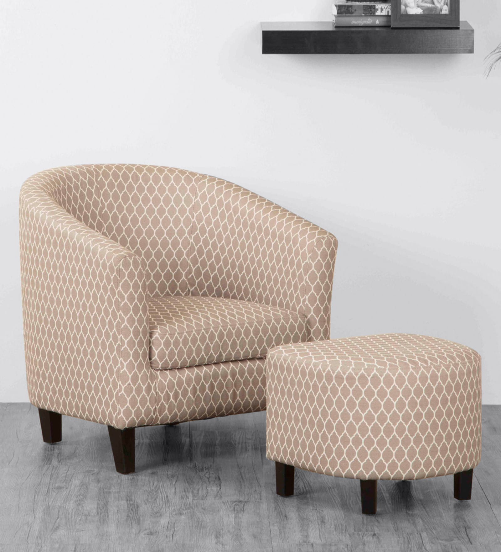 Buy Accent Barrel Chair With Ottoman In Beige Colour By Home Centre   Accent Barrel Chair With Ottoman In Beige Colour By Home Centre Accent Barrel Chair With Ottoman In  Wdrrth 