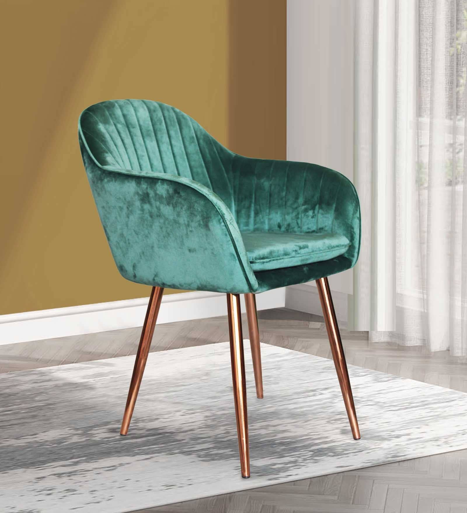 Buy Elite Velvet Dining Chair in Teal Green Colour at 100% OFF by ...