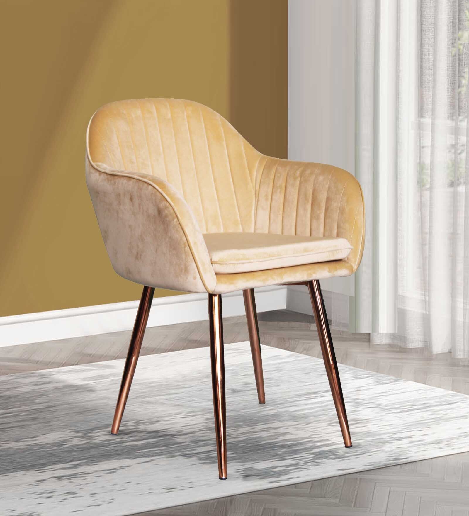 Buy Elite Velvet Dining Chair in White Colour at 100 OFF by Little