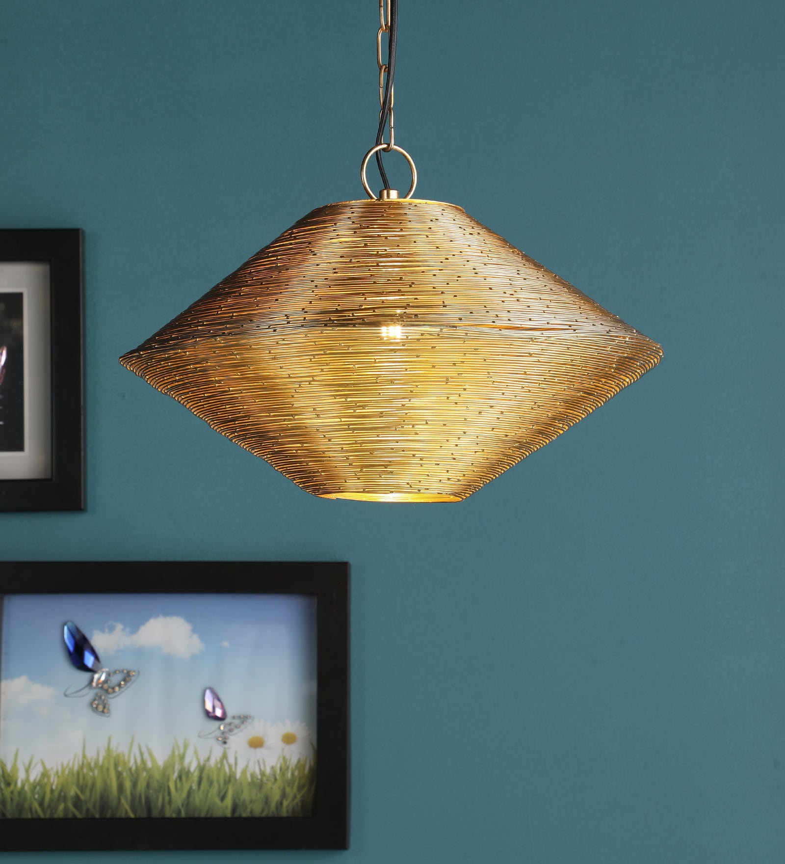 Kyala Acorn Antique Brass Metal Hanging Light