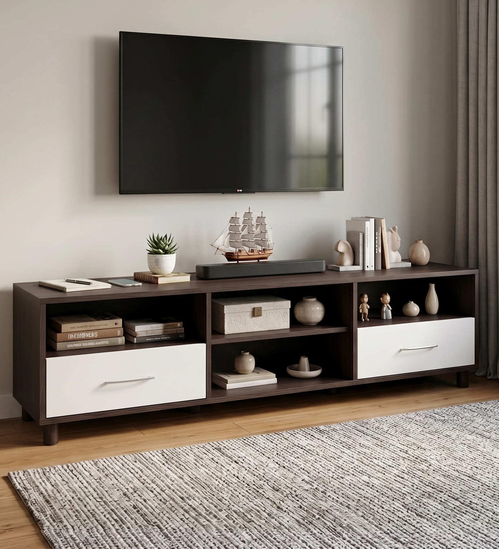 Acro TV Unit In Wenge and White Finish Acro TV Unit In Wenge and White Finish