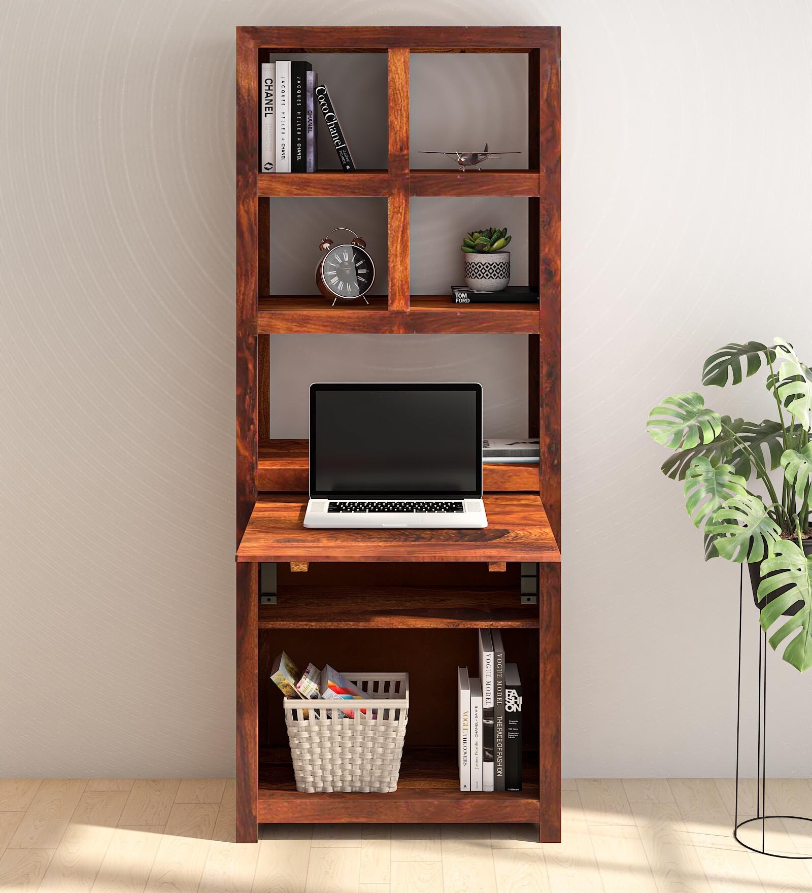 Acropolis Sheesham Wood Hutch Desk in Honey Oak  Finish