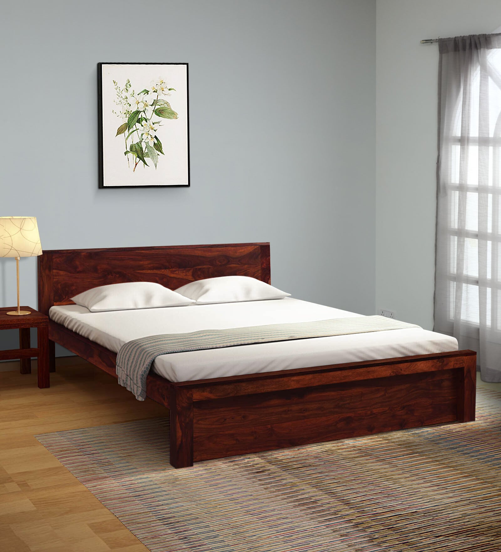 Buy Acropolis Sheesham Wood Queen Size Bed In Honey Oak Finish at 8% ...