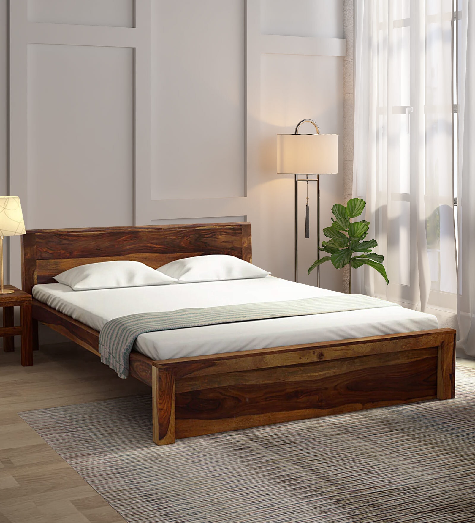 Buy Acropolis Sheesham Wood Queen Size Bed In Provincial Teak Finish At ...