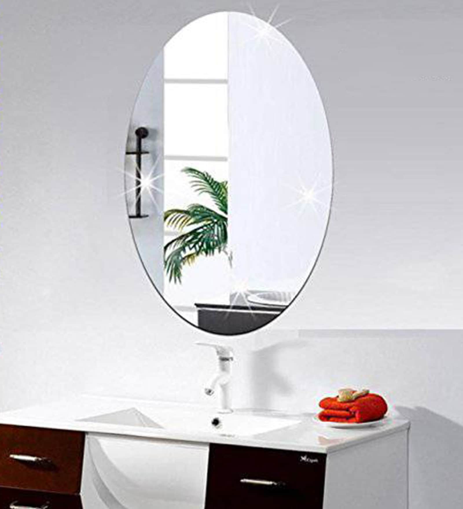 Acrylic  Wall Mount Unframed Non Glass Not Real Mirror With Adhesive Tape