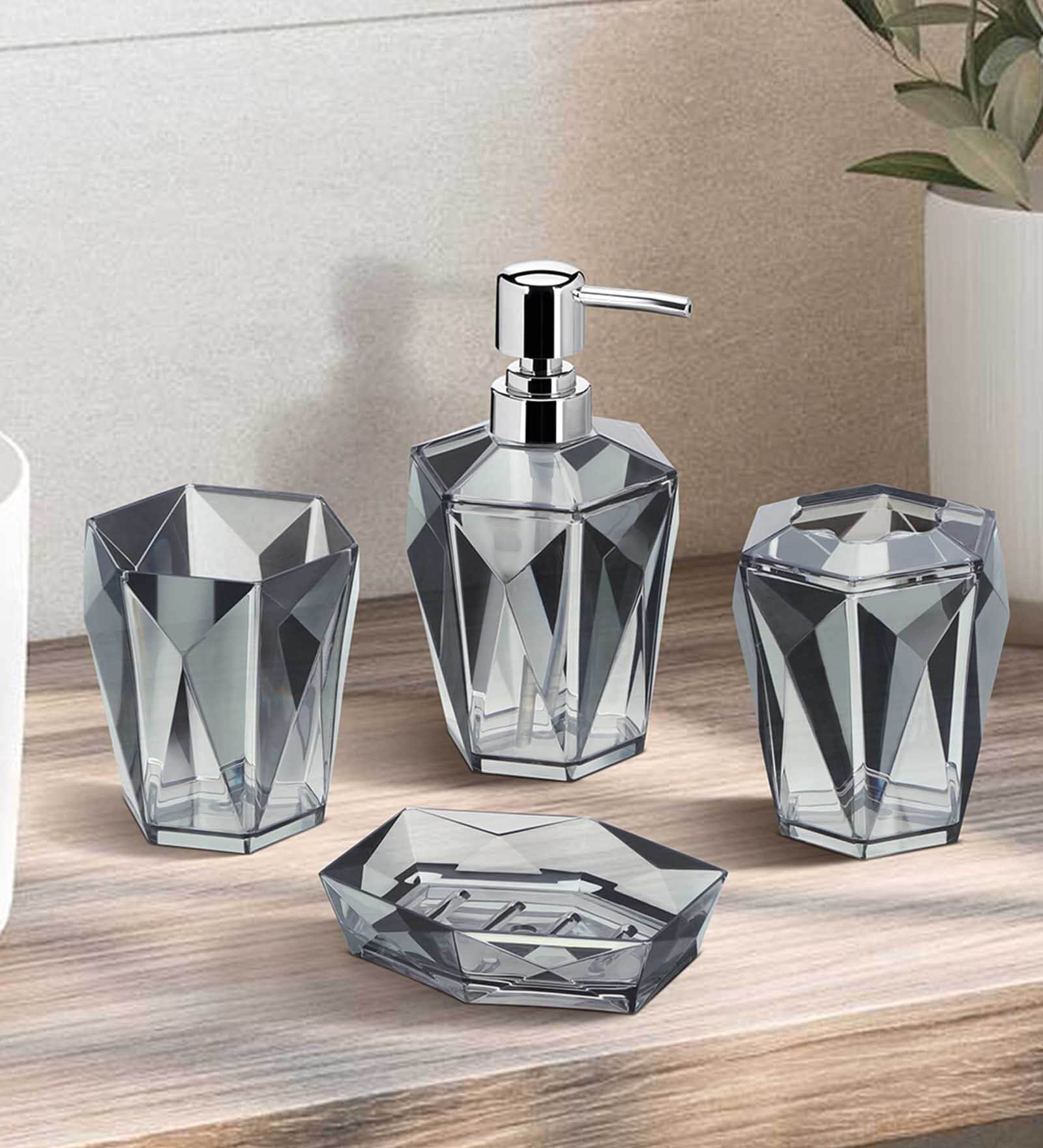Grey Acrylic 4Pcs Bathroom Set