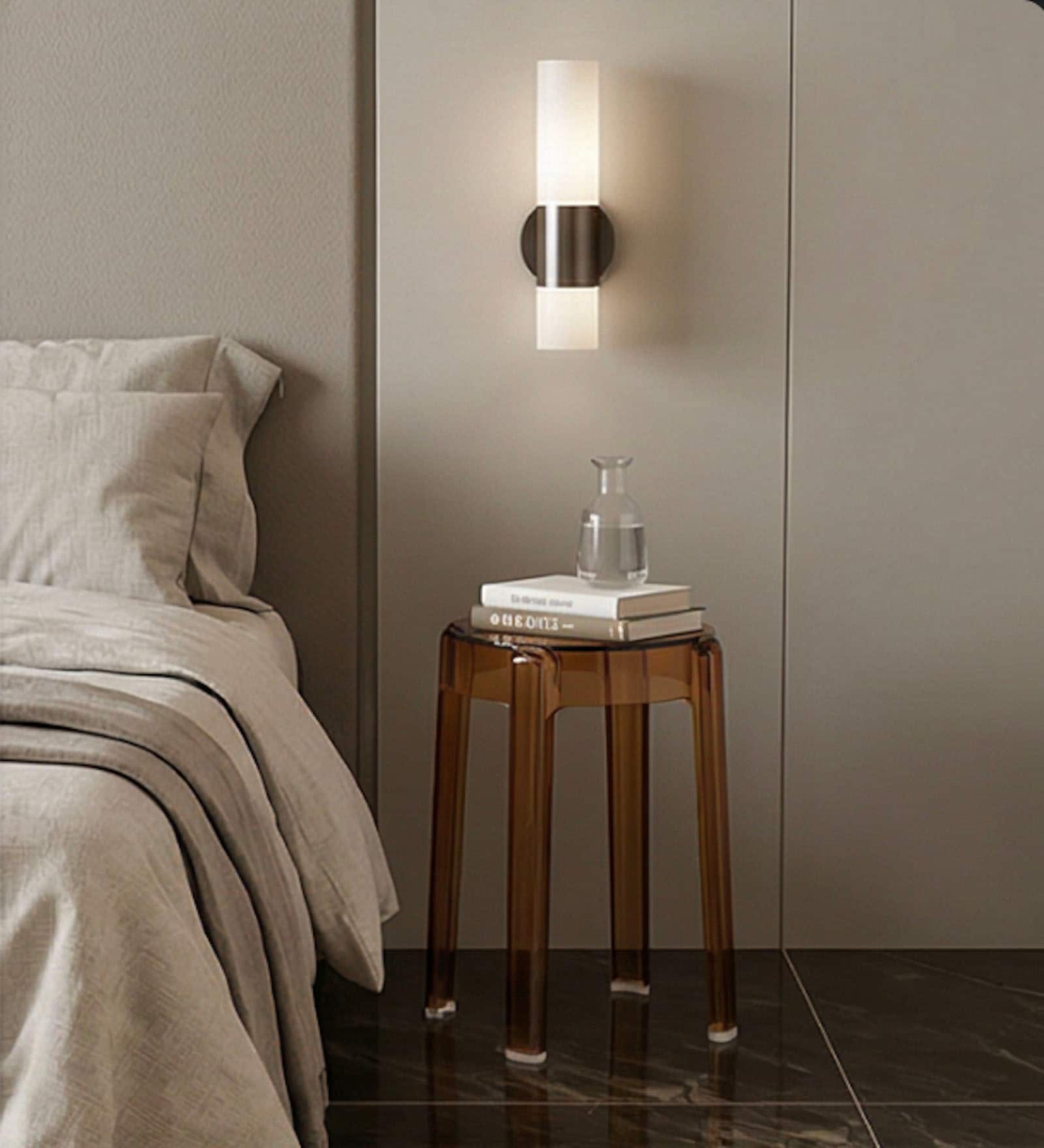 Acrylic Finish Taupe Colour End Table