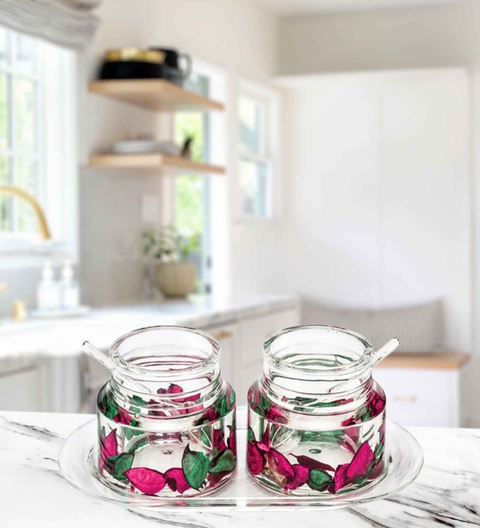 Pink  200 ml each Acrylic (Set of 2) Jars & Containers
