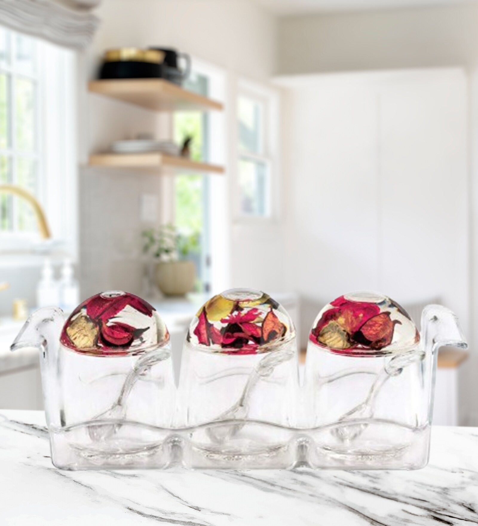 Red 150 ml each Acrylic (Set of 3)  Condiment Sets