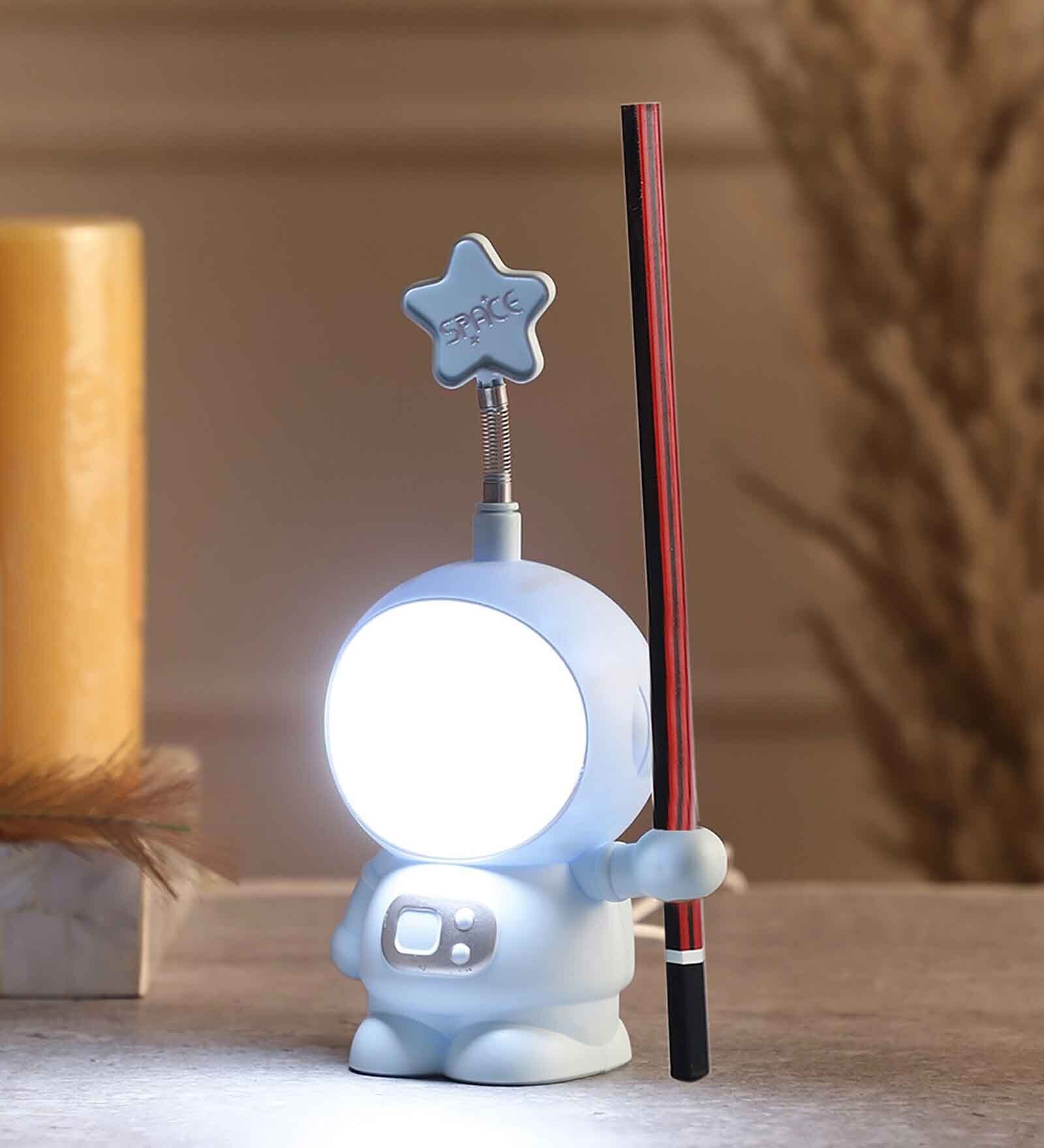Action Space Astronaut Light Blue Pen Holder With Lights