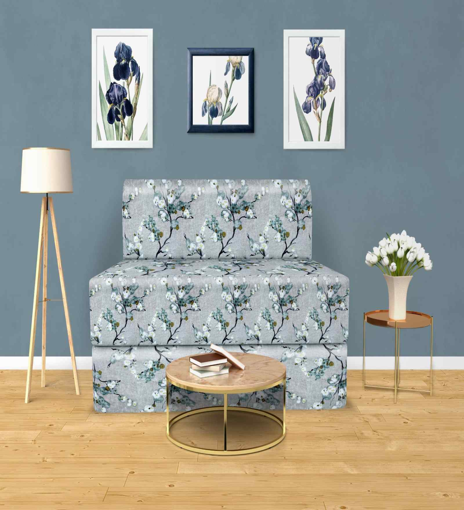 Acum (72x72) Foam 8 Inch 3 Seater Sofa Foldable Mattress In Blue Colour