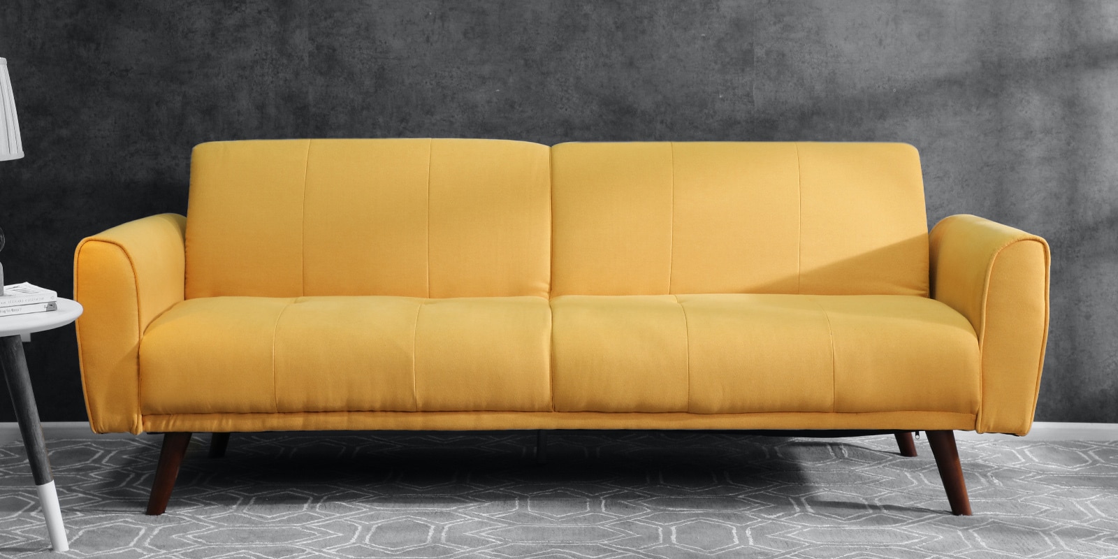 Aciano Fabric Convertible Sofa Cum Bed In Yellow Colour