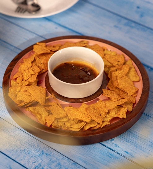 Acacia Wood Chip & Dip with Enamel Print