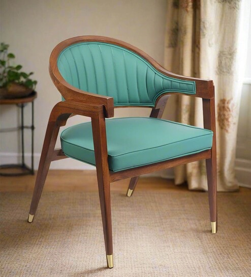 Acai Solid Wood Arm Chair in Green Color