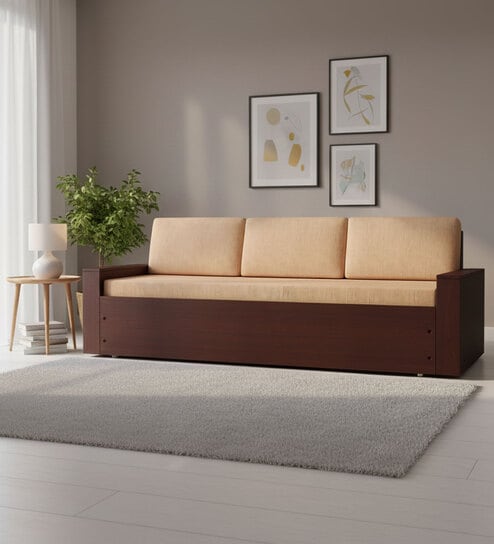 Ace Queen Sized Pull-Out Sofa Cum Bed With Box Storage in Wenge Finish