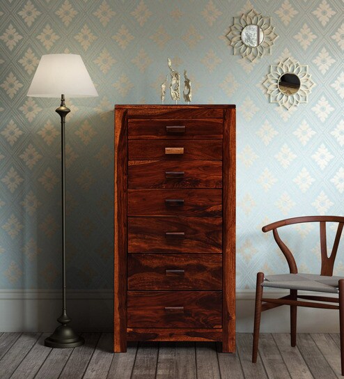Acropolis Solid Wood Chest Of Seven Drawers In Honey Oak Finish By Woodsworth