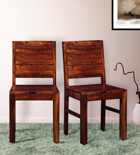 Acropolis Solid Wood Dining Chair Set Of 2 In Honey Oak Finish By Woodsworth