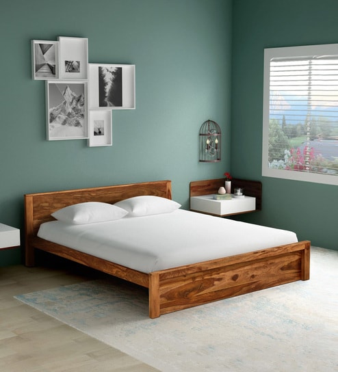 Acropolis Solid Wood King Size Bed In Rustic Teak Finish By Woodsworth