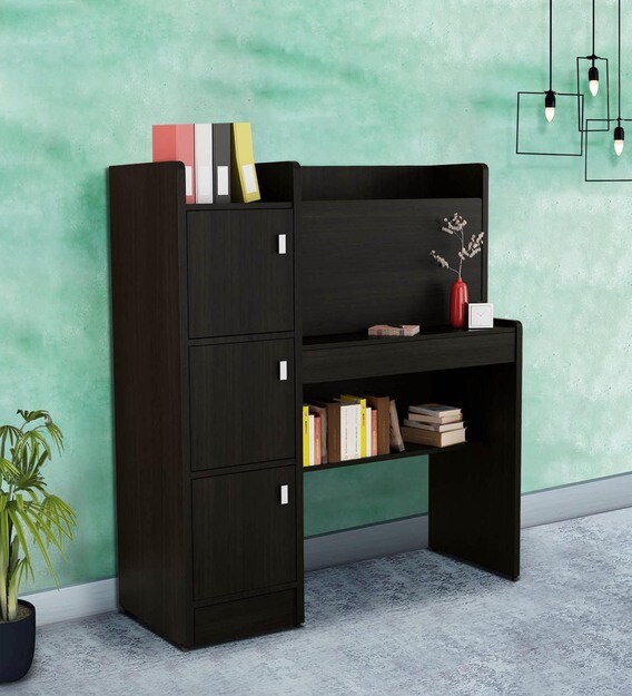 Buy Ace Study Desk in Wenge Finish by HomeTown Online Hutch Desks