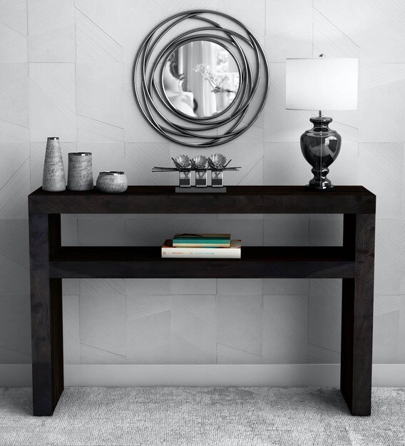 Black Solid Wood Console Table | Redsnows