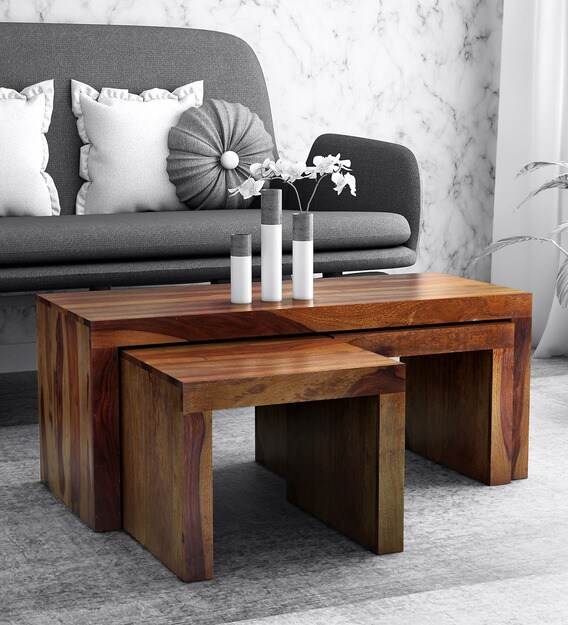 Buy Acropolis Solid Wood Nesting Coffee Table Set in Provincial Teak