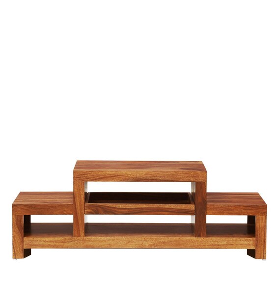 Buy Acropolis Solid Wood TV Shelf in Rustic Teak Finish Woodsworth By