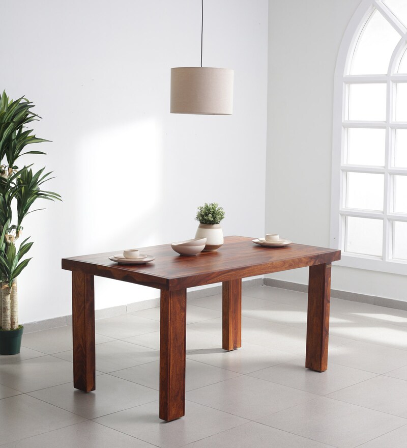 Buy Acropolis Sheesham Wood 6 Seater Dining Table In Honey Oak Finish