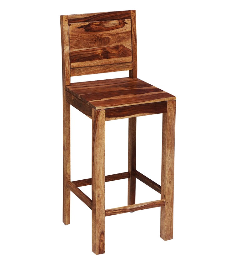 Buy Acropolis Solid Wood Bar Stool In Rustic Teak Finish By Woodsworth