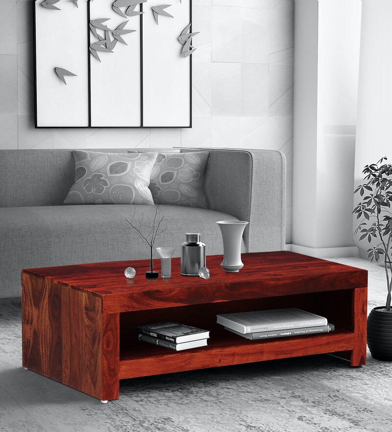 Buy Acropolis Solid Wood Coffee Table in Honey Oak Finish - Woodsworth ...