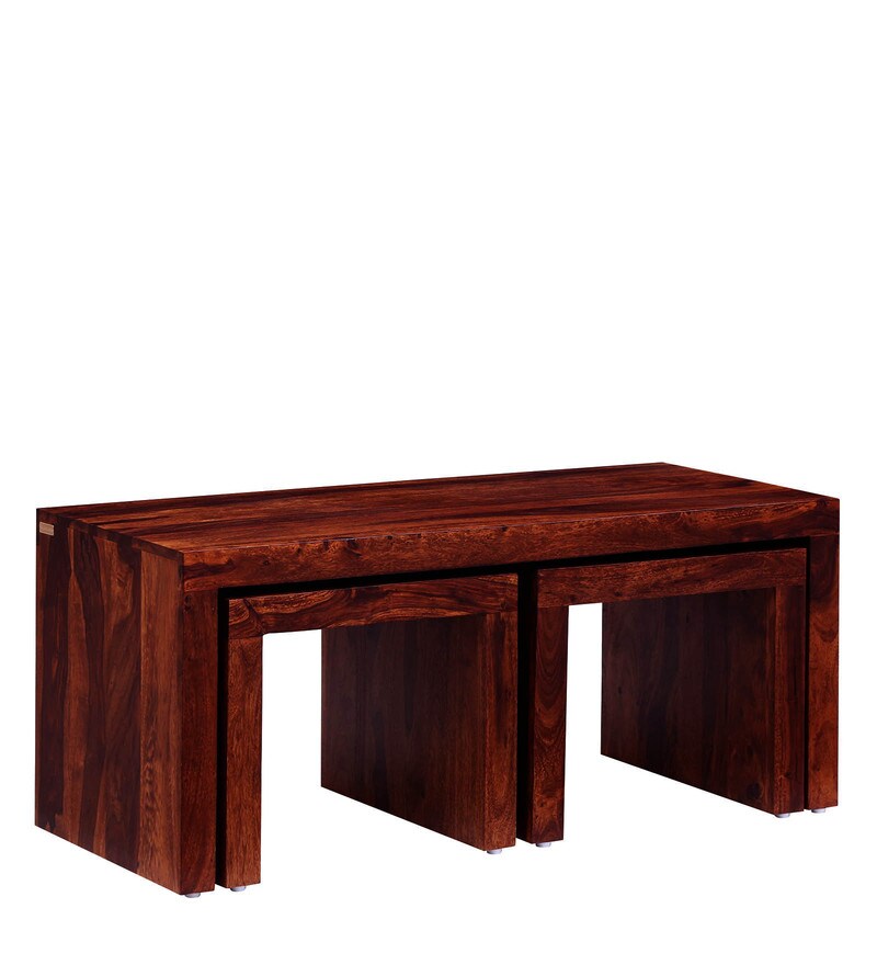 Buy Acropolis Solid Wood Nesting Coffee Table Set In Honey Oak Finish By Woodsworth Online