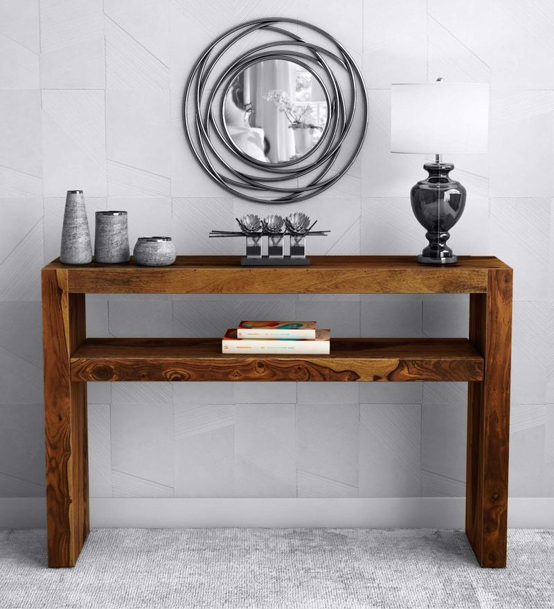 Buy Acropolis Solid Wood Console Table in Rustic Teak Finish