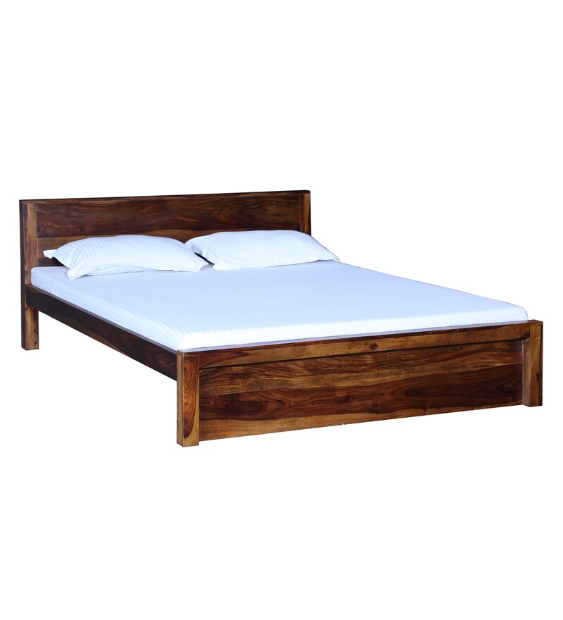 Buy Acropolis Solid Wood Queen Size Bed In Provincial Teak Finish By ...