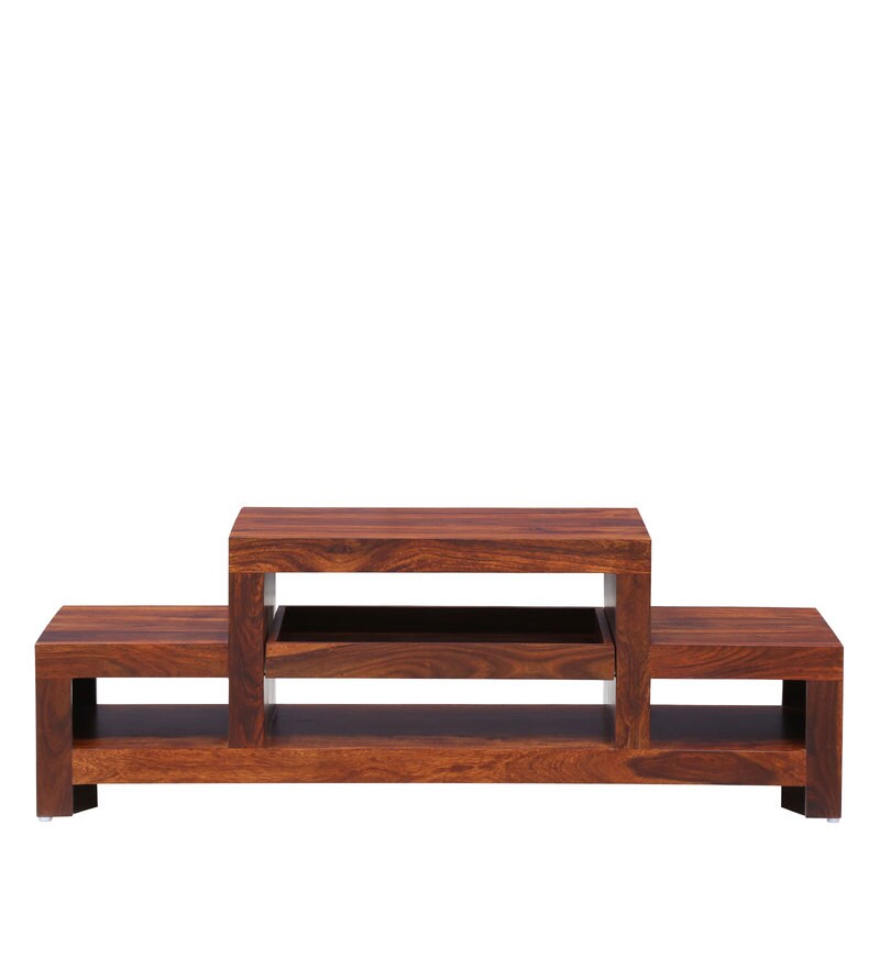 Buy Acropolis Solid Wood TV Shelf in Honey Oak Finish By Woodsworth