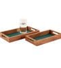 Acacia Wood Green Chatai Trays Set